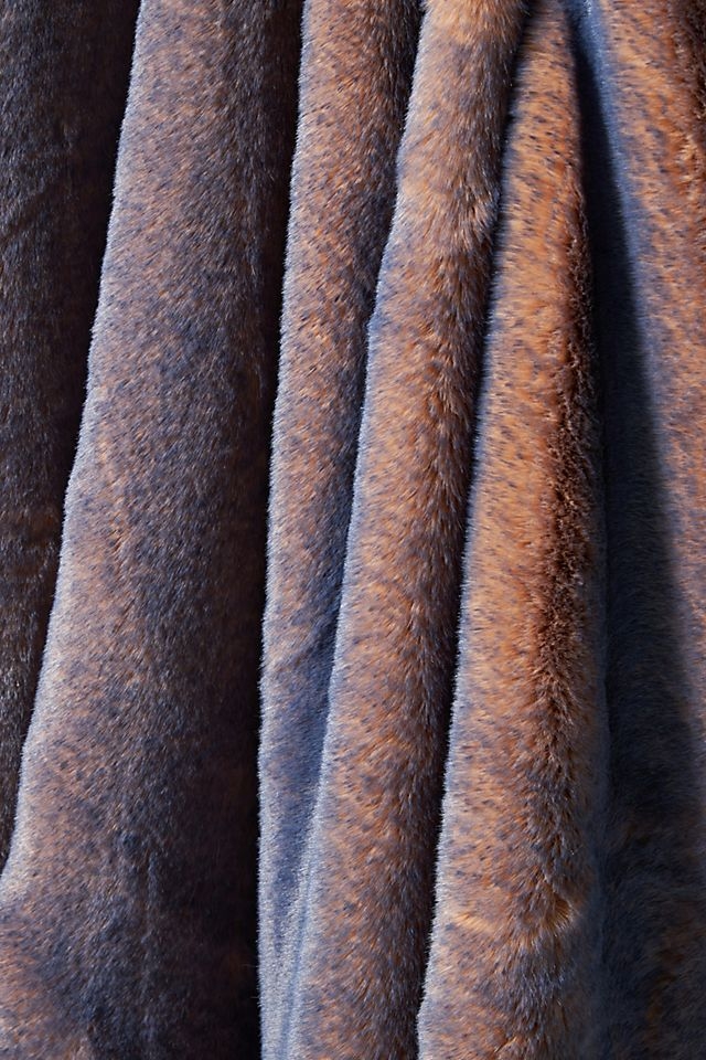 Aleksi Faux Fur Throw Blanket, Natural Blue - Image 1