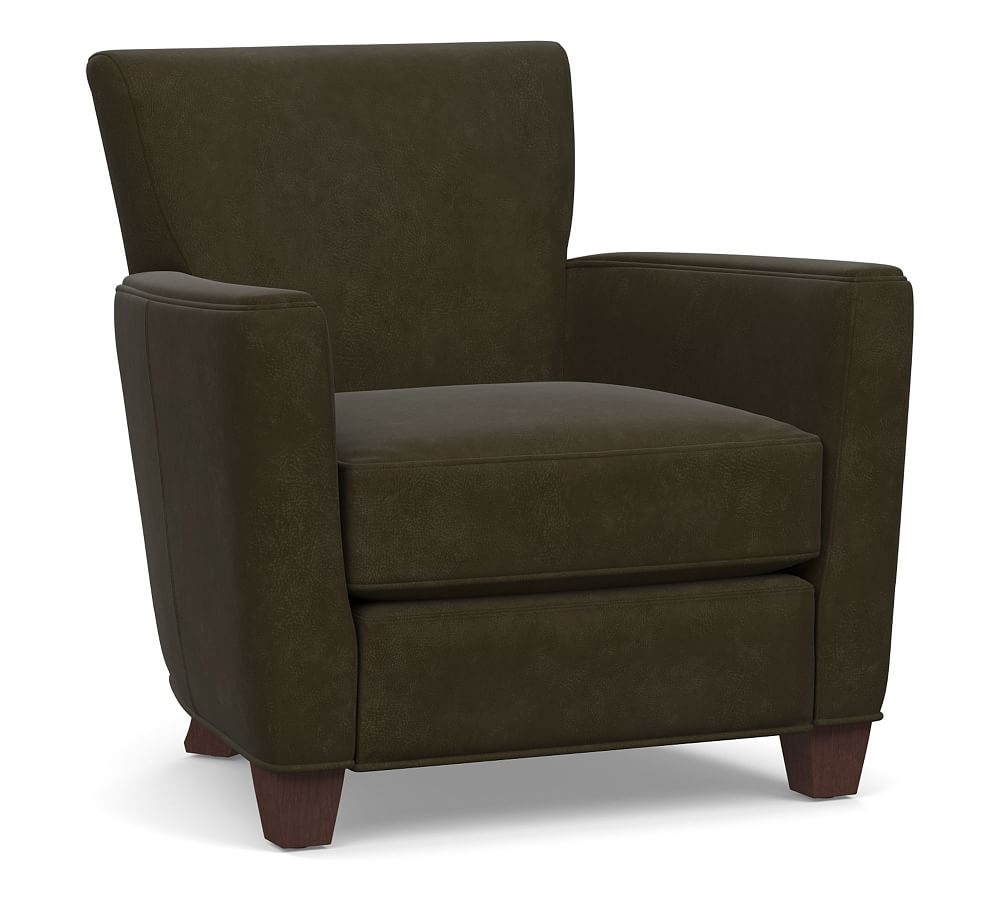 Irving Square Leather Recliner, Polyester Wrapped Cushions, Aviator Blackwood - Image 0