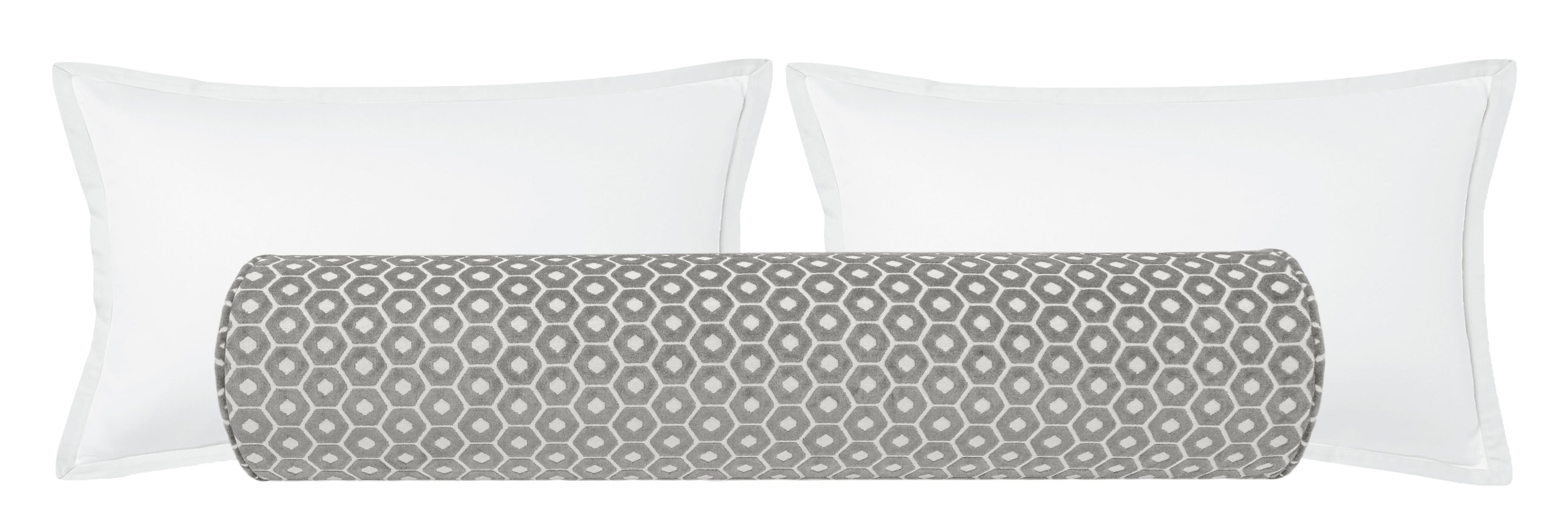 THE BOLSTER :: PALOMA CUT VELVET // GREY - BY THE YARD - Image 0