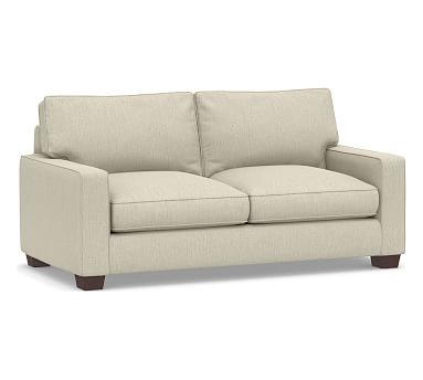 PB Comfort Square Arm Upholstered Sofa 76.5", Box Edge, Down Blend Wrapped Cushions, Chenille Basketweave Oatmeal - Image 0