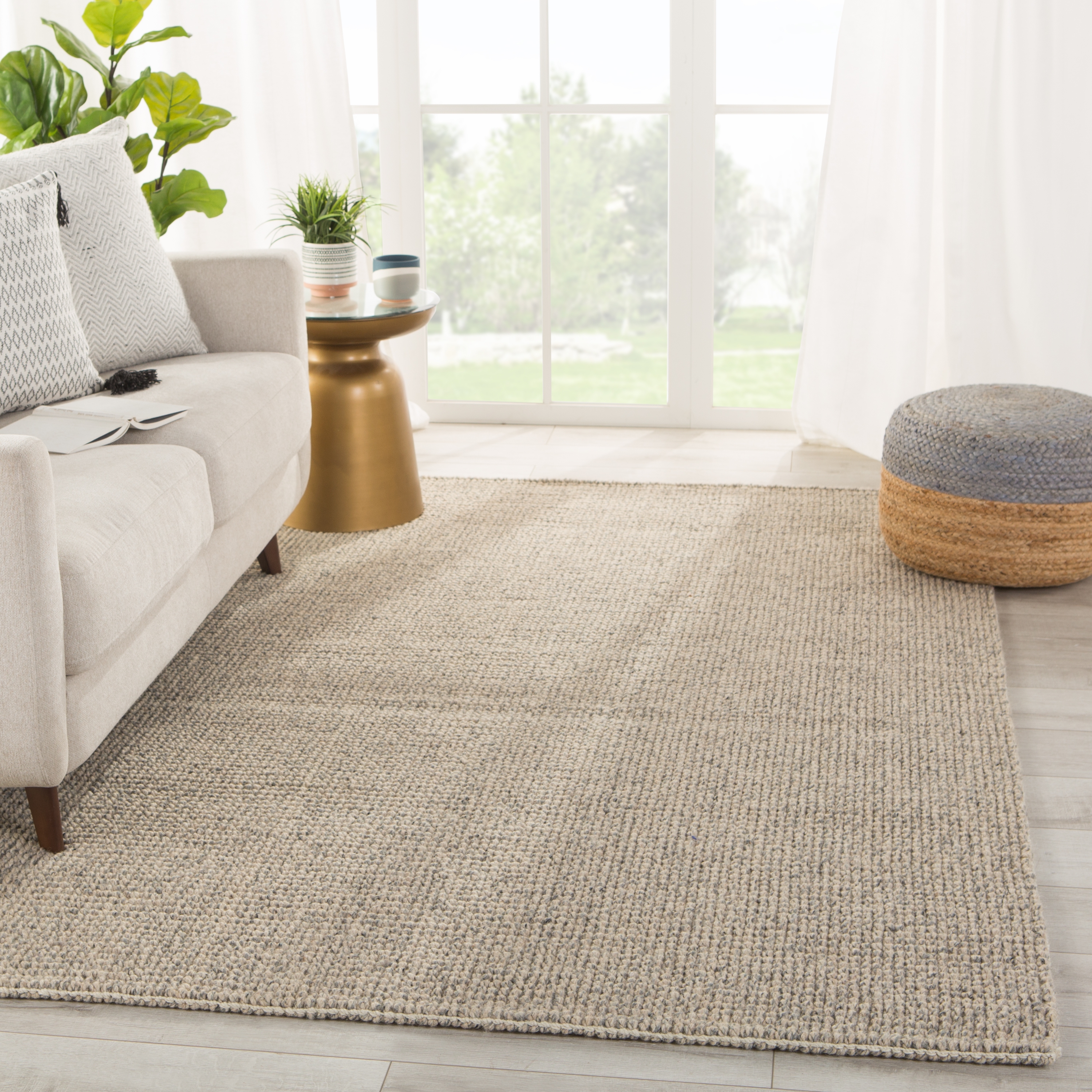 Chael Natural Solid Gray/ Beige Area Rug (10'X14') - Image 4