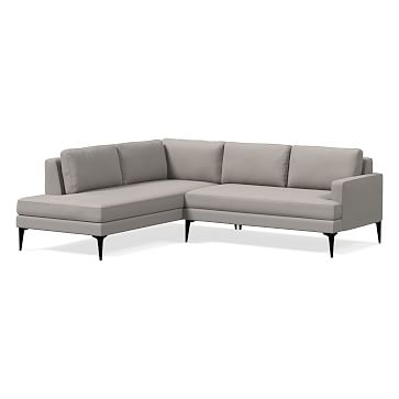 Andes Petite Sectional Set 56: Right Arm 2 Seater Sofa, Left Arm Terminal Chaise, Poly, Performance Velvet, Silver, Dark Pewter - Image 0