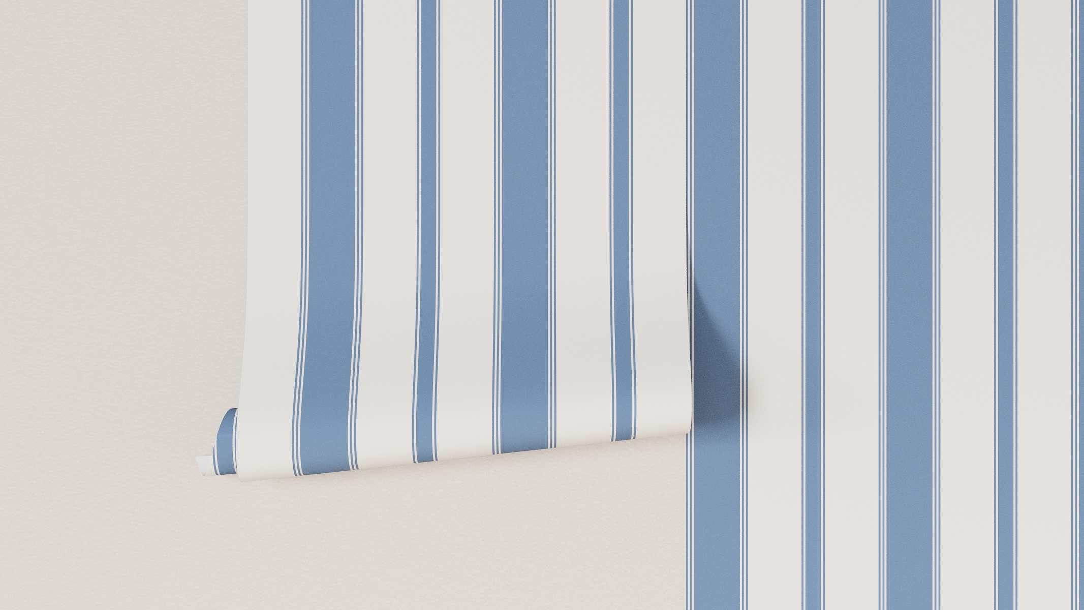 Peel and Stick Wallpaper Roll, Cornflower Clarence Stripe - Image 2