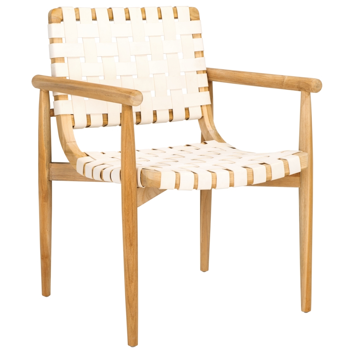 Dionne Accent Chair - White / Natural Teak - Safavieh - Image 6