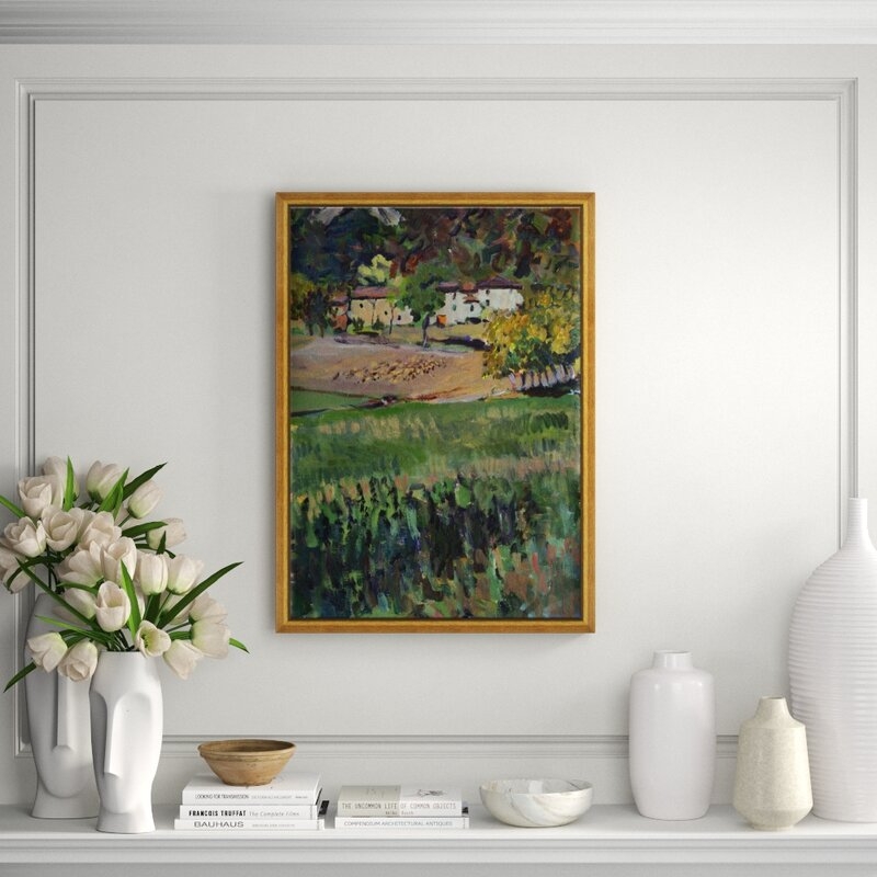 Soicher Marin House with Fields by Pessemier - Floater Frame Painting on Canvas - Image 0
