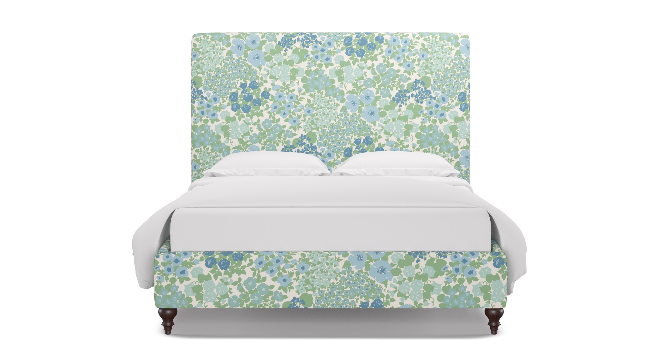 Classic Bed, Mist Million Flowers, Espresso Traditional Turned Leg, Twin - Image 0