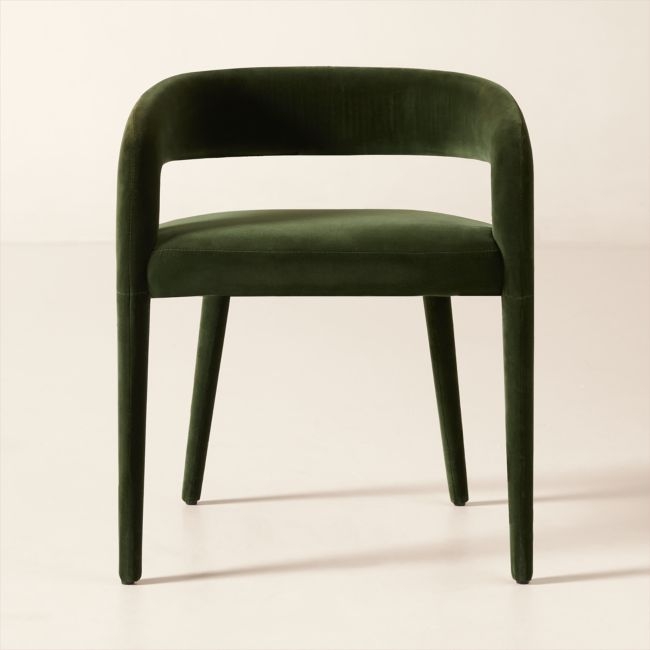 Lisette Forest Green Velvet Dining Armchair - Image 1