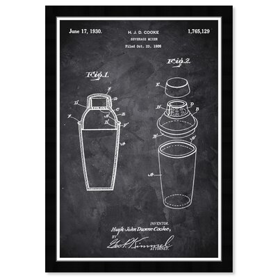 'Drinks and Spirits Cocktail Mixer 1930 Chalkboard Bar' - Picture Frame Graphic Art Print on Paper - Image 0