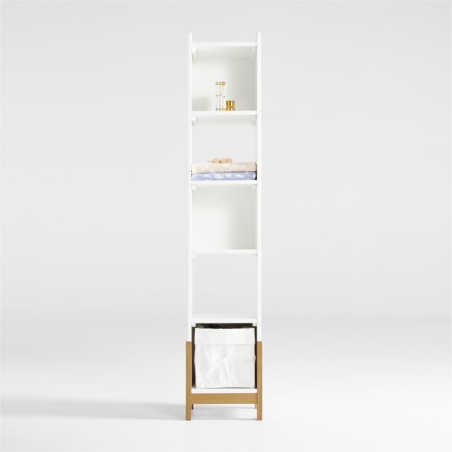 Rue White Wood 5-Shelf Narrow Bookcase - Image 0