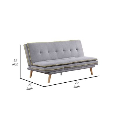 Adjustable Sofa With Tufted Seat And Angled Legs, Yellow - Image 0