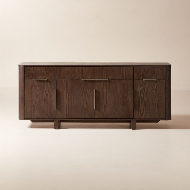 Tau 70" Brown Wood and Brass Credenza - Image 0