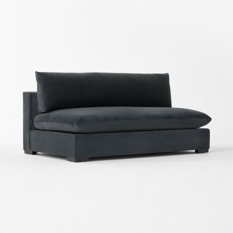Deseo 65" Charcoal Grey Performance Velvet Standard Depth Armless Loveseat - Image 2