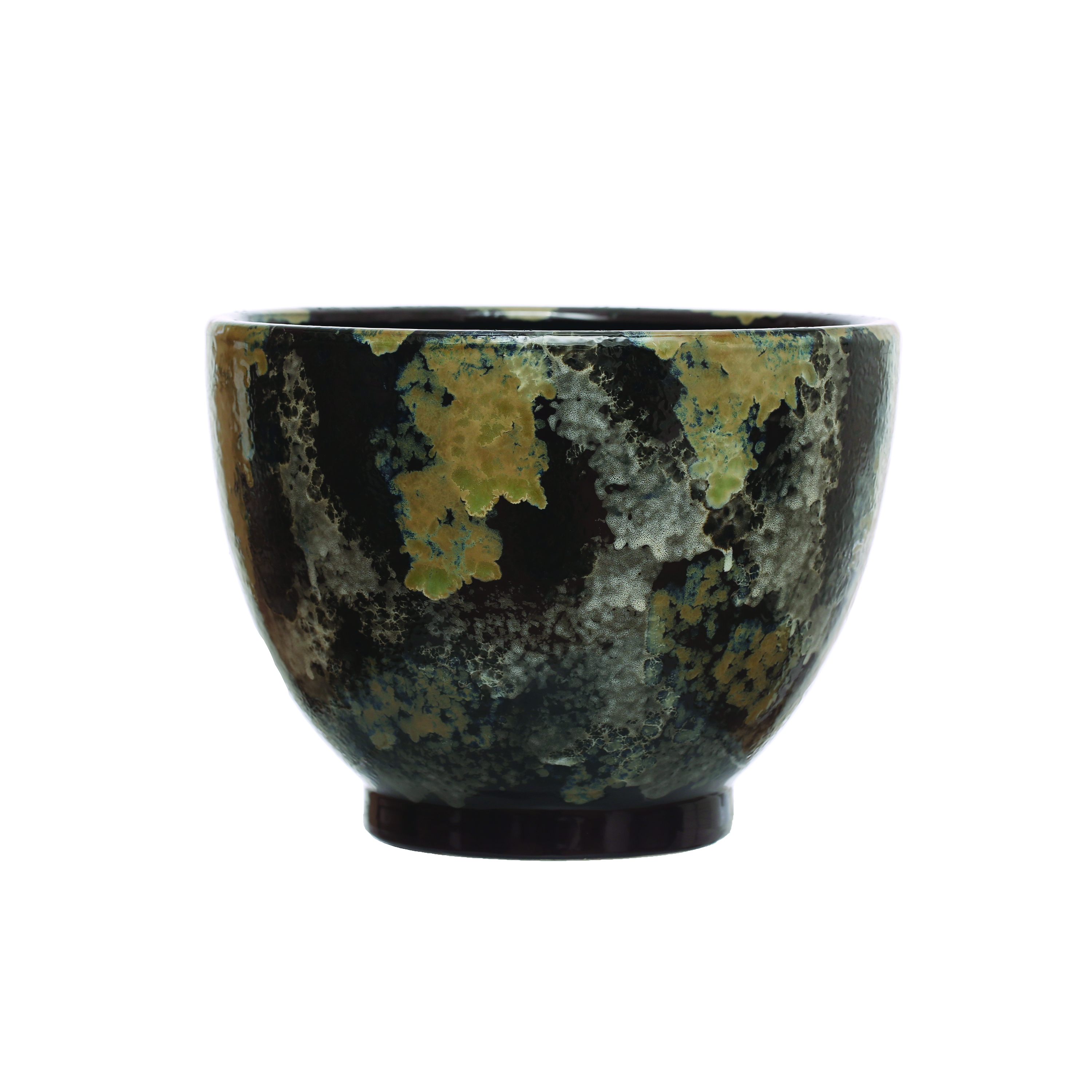 13.25 Inches Hand-Painted Stoneware Planter with Reactive Glaze, Holds 10 Inches Pot, Multicolored - Image 0