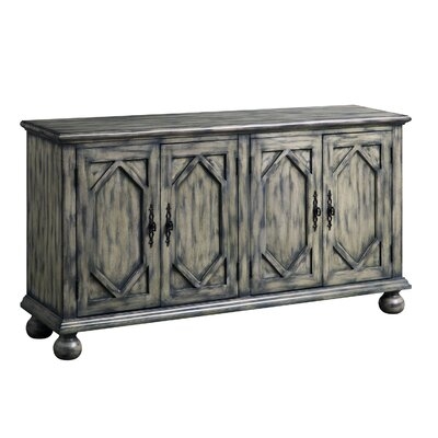 Console Table With 4 Doors And Bun Feet, Rustic Gray - Image 0