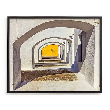 Minted Arches And Yellow, 24X18, Full Bleed Framed Print, Black Wood Frame - Image 1