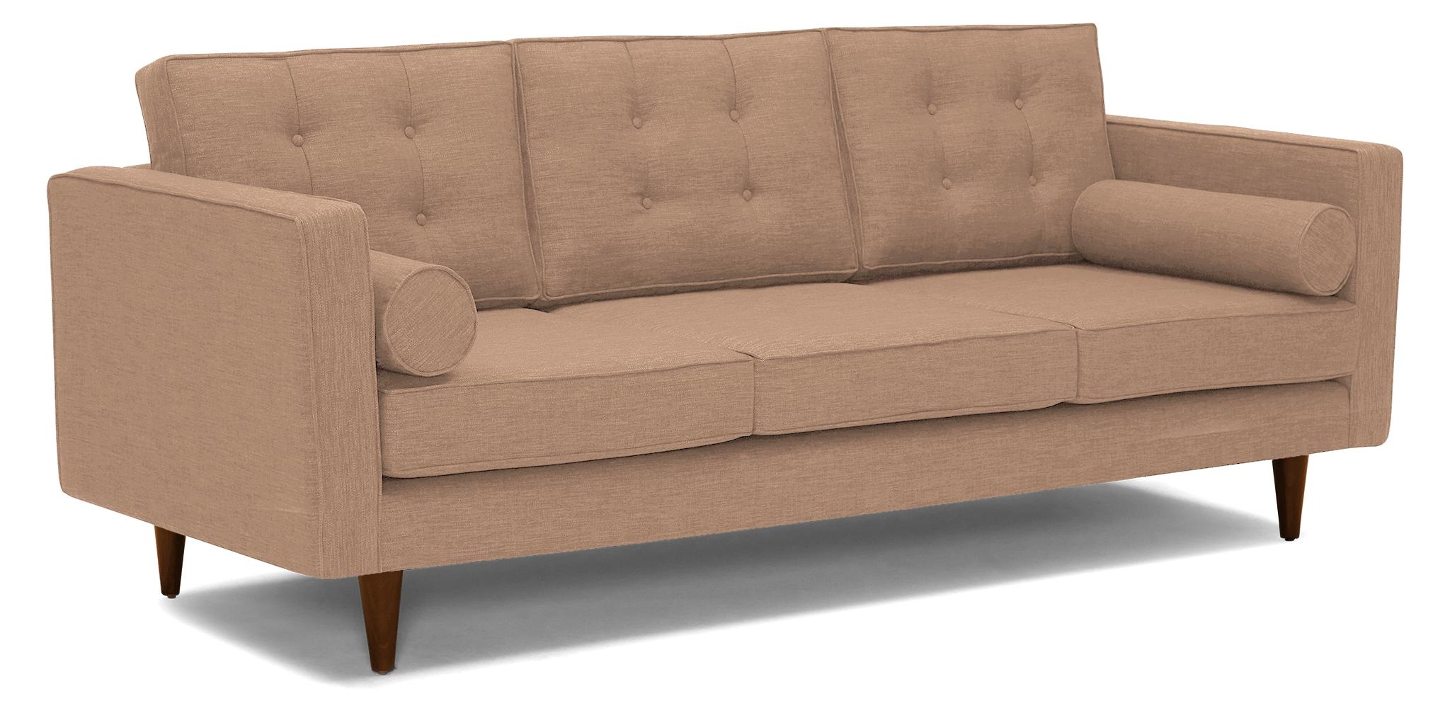 Pink Braxton Mid Century Modern Sofa - Royale Blush - Mocha - Image 1