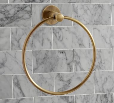 Linden Towel Ring, Tumbled Brass - Image 1