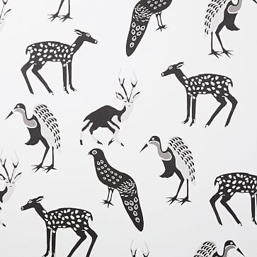 Woodland Animals Wallpaper, Gray Dusk, Single Roll - Image 1