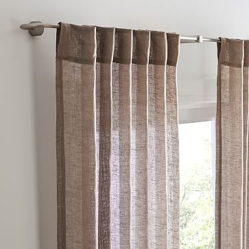 Sheer European Linen Curtain, 48"x108", Mocha - Image 2