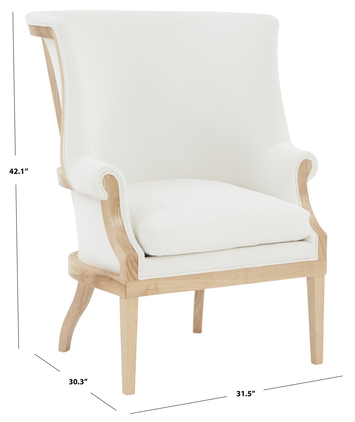Leahbeth Wingback Accent Chair - White / Natural - Image 5