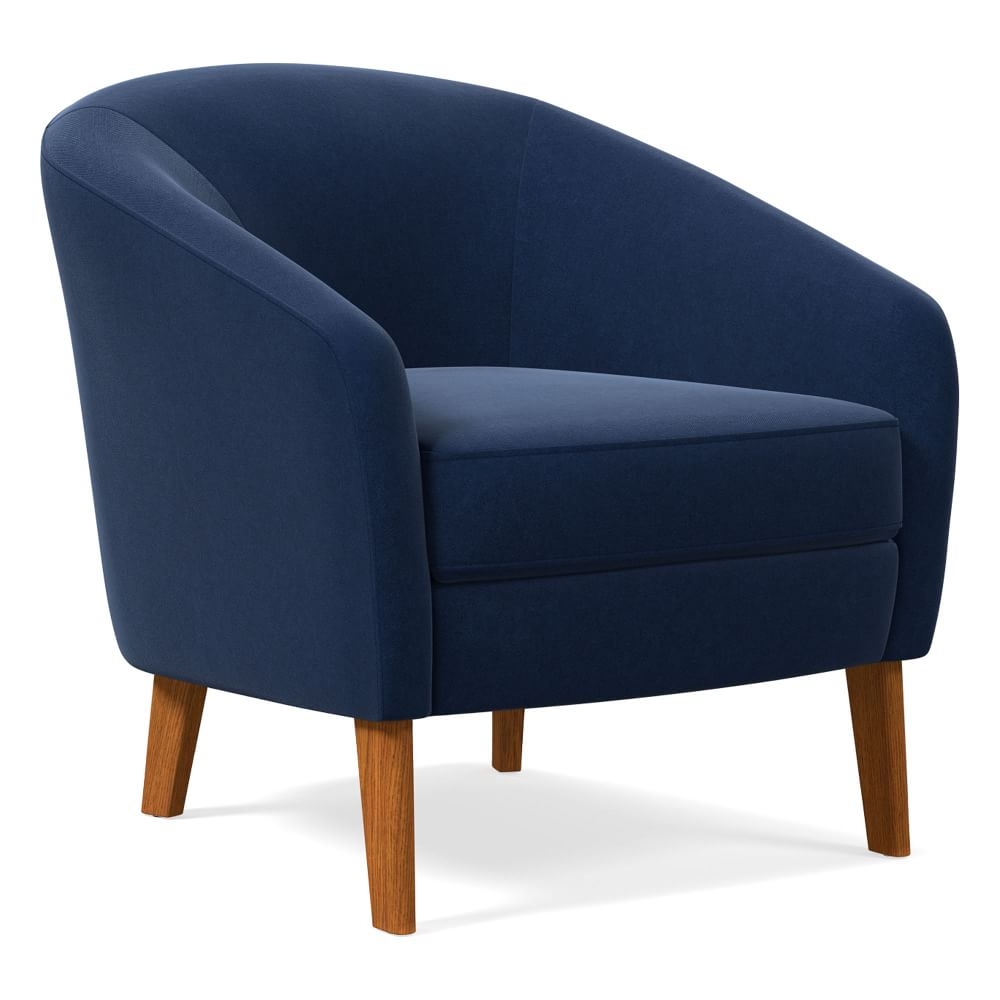 Jonah Chair, Performance Velvet, Ink Blue, Pecan - Image 0