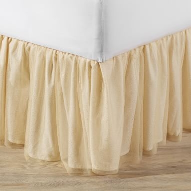 Tulle Bedskirt, Twin, Gold/White - Image 3