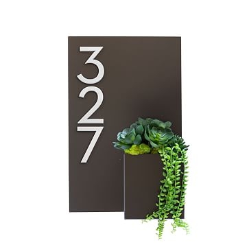 Curb Appeal Address Planter Box with Magnetic Wasatch House Numbers, Brown/Black - Image 3