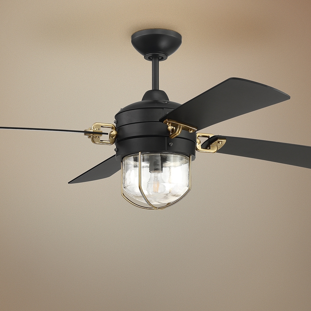 52" Craftmade Nola Flat Black - Satin Brass LED Ceiling Fan - Style # 72G28 - Image 0