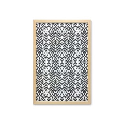 Ambesonne Black And White Wall Art With Frame, Monochrome Ikat Pattern Bohemian Chevron Modern Scribble Print, Printed Fabric Poster For Bathroom Living Room Dorms, 23" X 35", White And Charcoal Grey - Image 0
