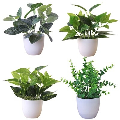 Mini Potted Fake Plants Faux Eucalyptus Plants Artificial Plants For Home Decor Indoor Fresh Artificial Foliage Plant Potted Bonsai Wedding Party Mall Desktop Decor - Image 0