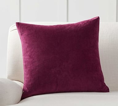 Velvet w/ Linen Pillow Cover, 20", Bordeaux - Image 0