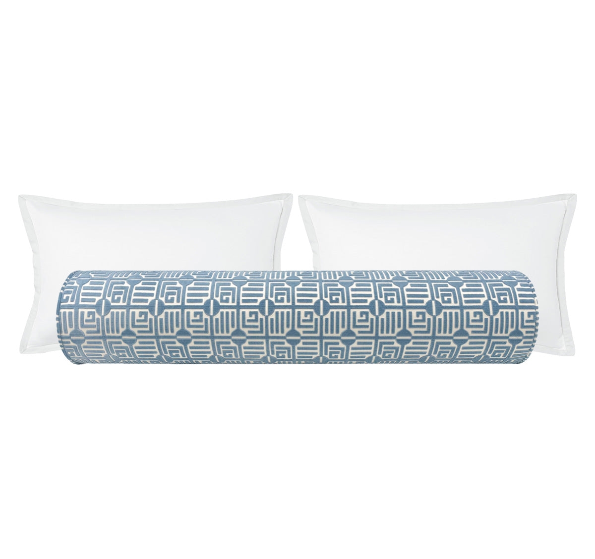 THE BOLSTER :: LABYRINTH VELVET // BLUE | THIBAUT - TWIN XL // 9" X 30" - Image 0