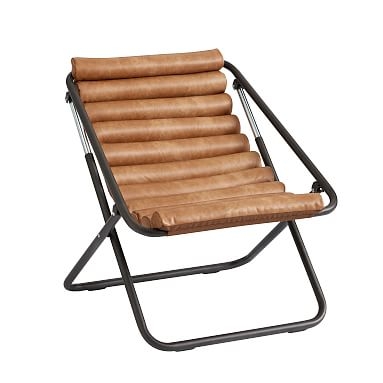 Vegan Leather Caramel Channeled Sling Chair - Image 0