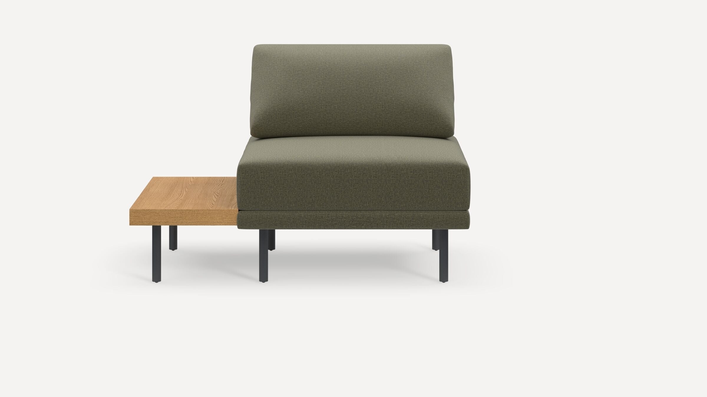 Range Seat with Table - Moss Green - Performance Flatweave / Black Metal Legs - Oak Table - Image 0