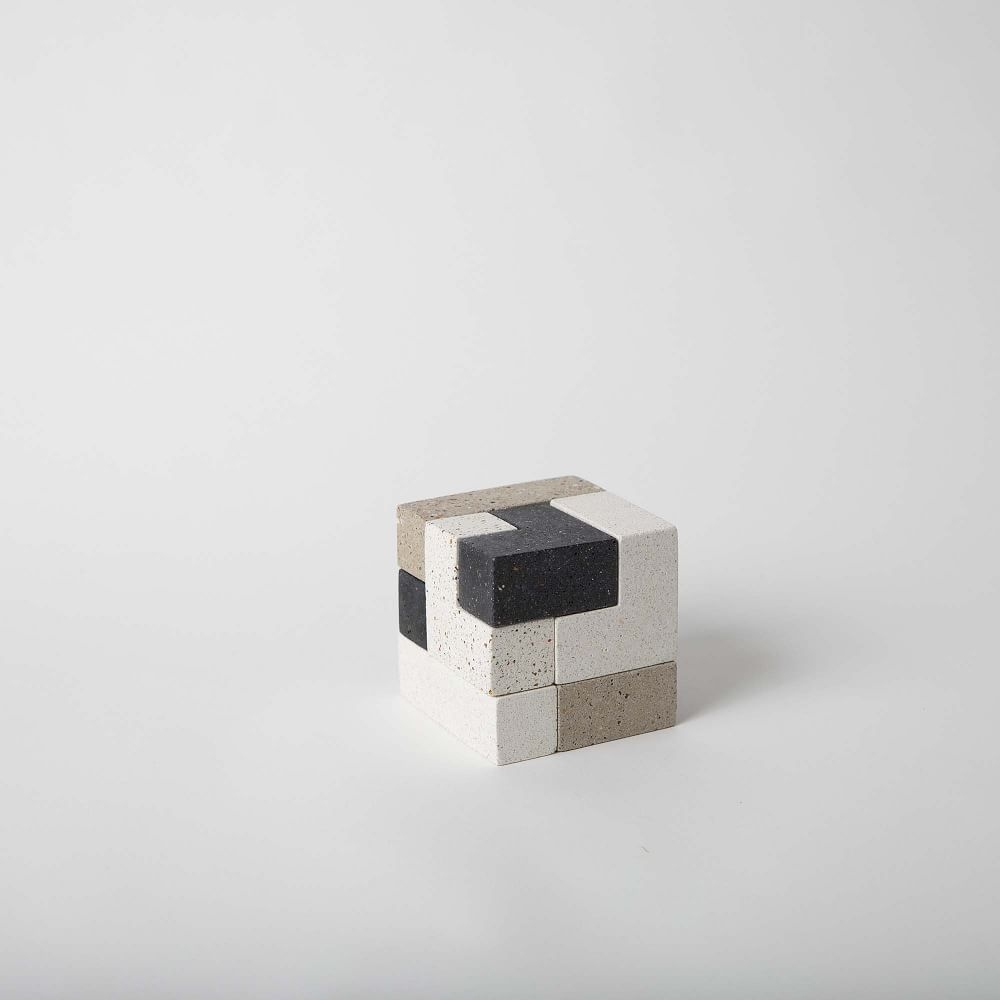 Brave New Cube Soma Cube Concrete Terrazzo Grey Scale - Image 0