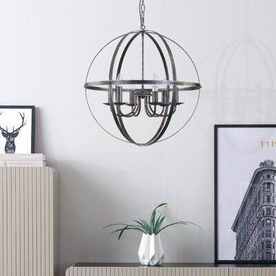 Ajaden 6 - Light Lantern Globe Chandelier With Wrought Iron Accent - Image 0