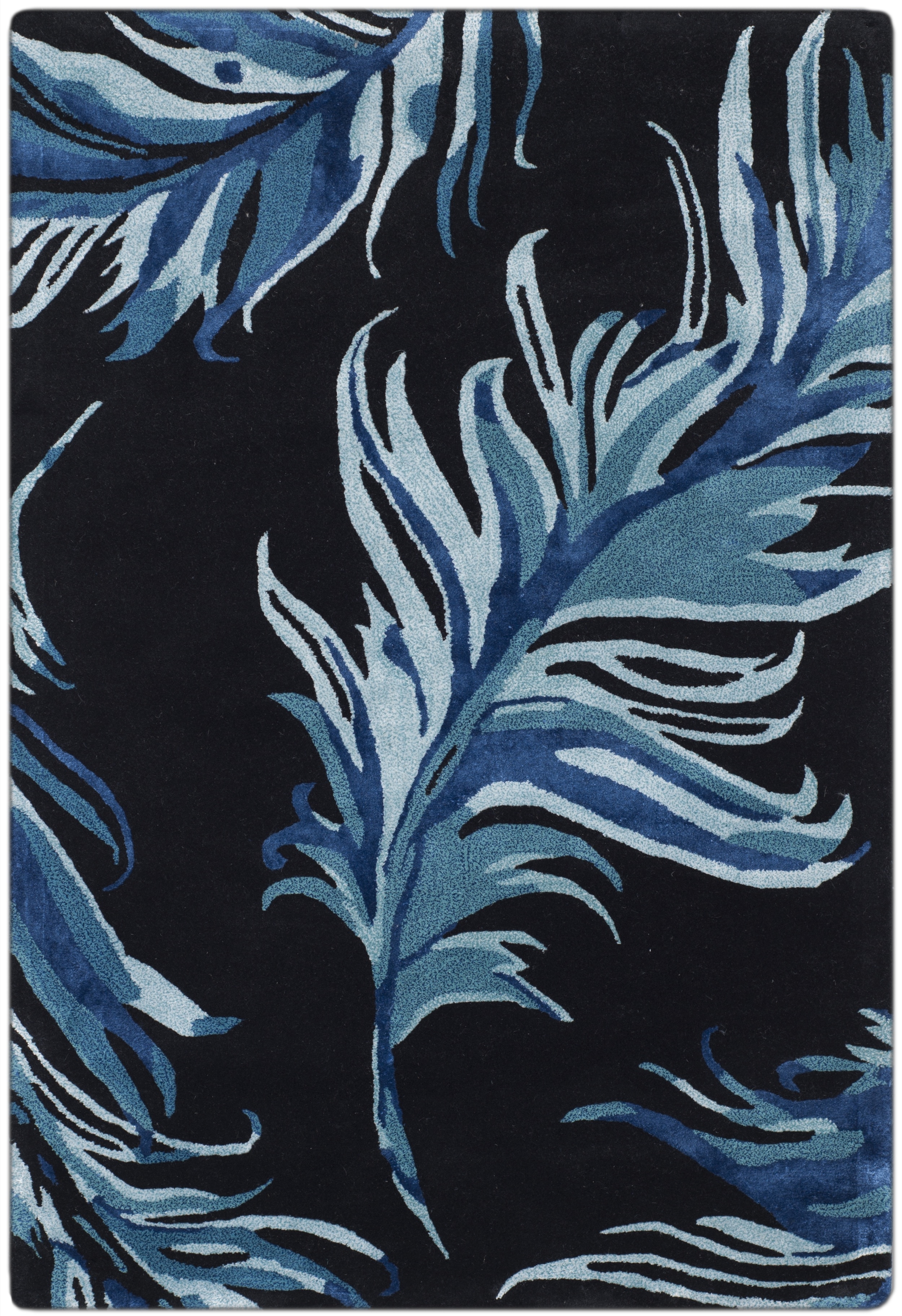 Arlo Home Hand Tufted Area Rug, ALR121B, Black/Blue,  4' X 6' - Image 0