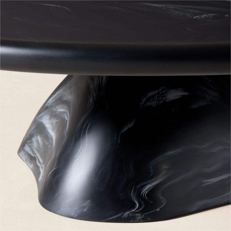 Espira 50" Round Black Marbled Resin Coffee Table - Image 4