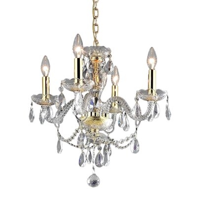 Provence 4-Light Gold Finish And Clear Crystal Chandelier 17 In. Dia X 18 In. H Medium - Image 0