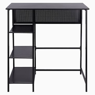 Modern Open Shelf Standing Desk,Wood,Black - Image 1