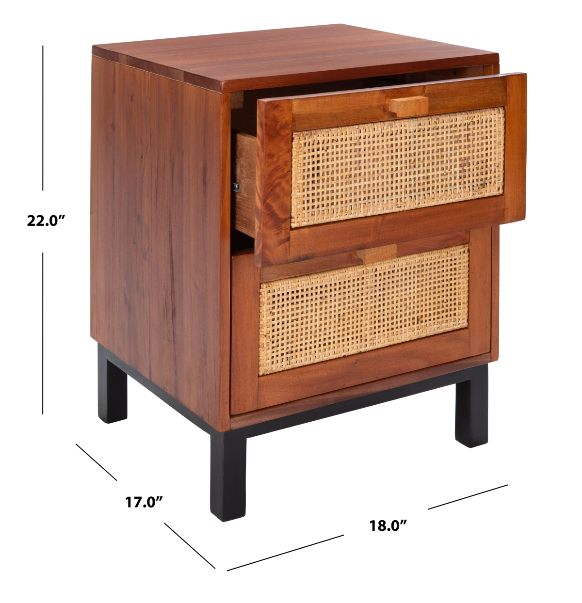 Erica 2 Drawer Nightstand - Natural / Black - Safavieh - Image 8