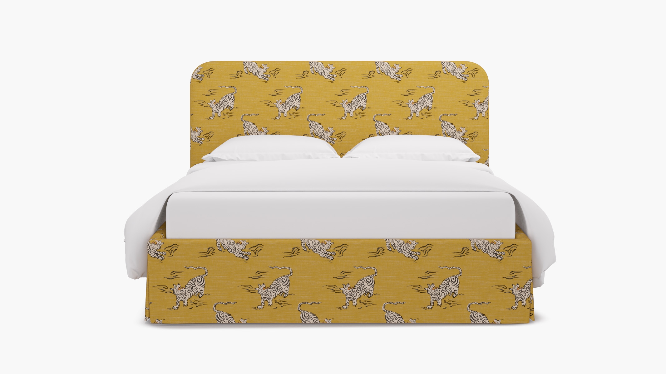 Skirted Platform Bed, Dijon Tigresse, Twin - Image 0