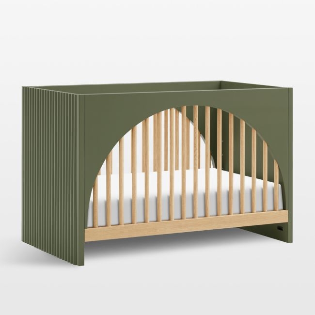 Babyletto Moab Olive Green & Ash Wood 3-in-1 Convertible Baby Crib - Image 0