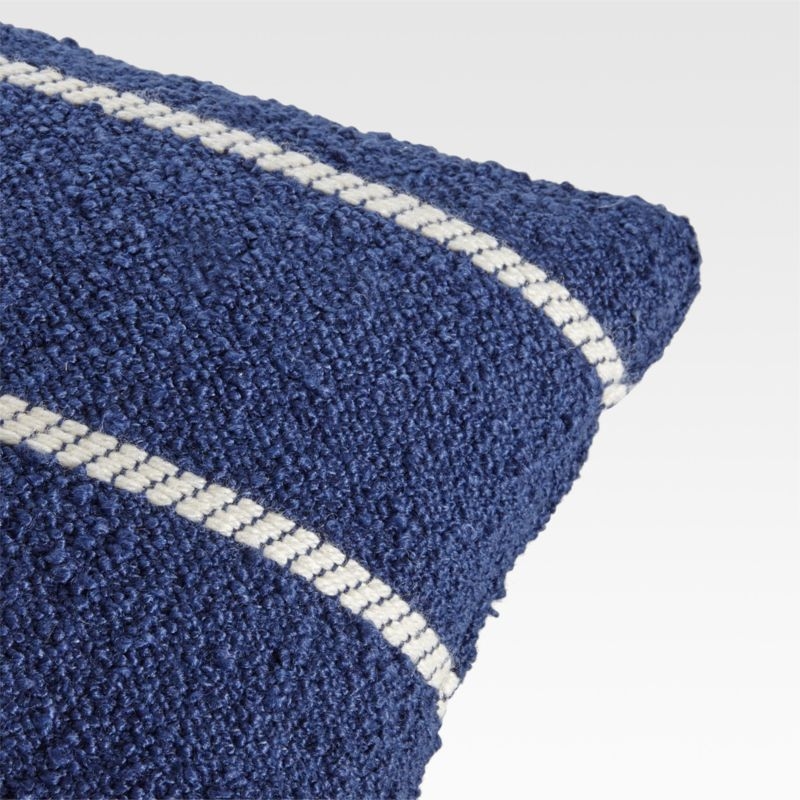 Adia 20"x13" Striped Blue Outdoor Lumbar Pillow - Image 1