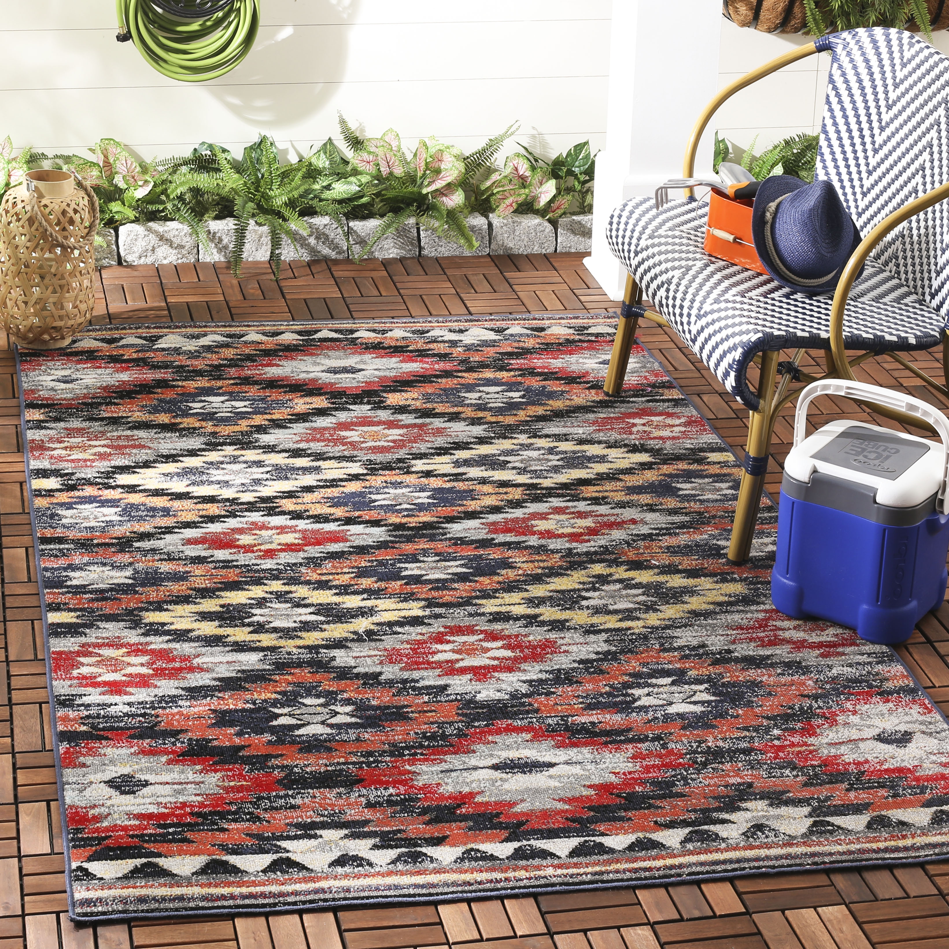 Arlo Home Indoor/Outdoor Woven Area Rug, MTG246P, Rust/Multi,  4' X 6' - Image 1