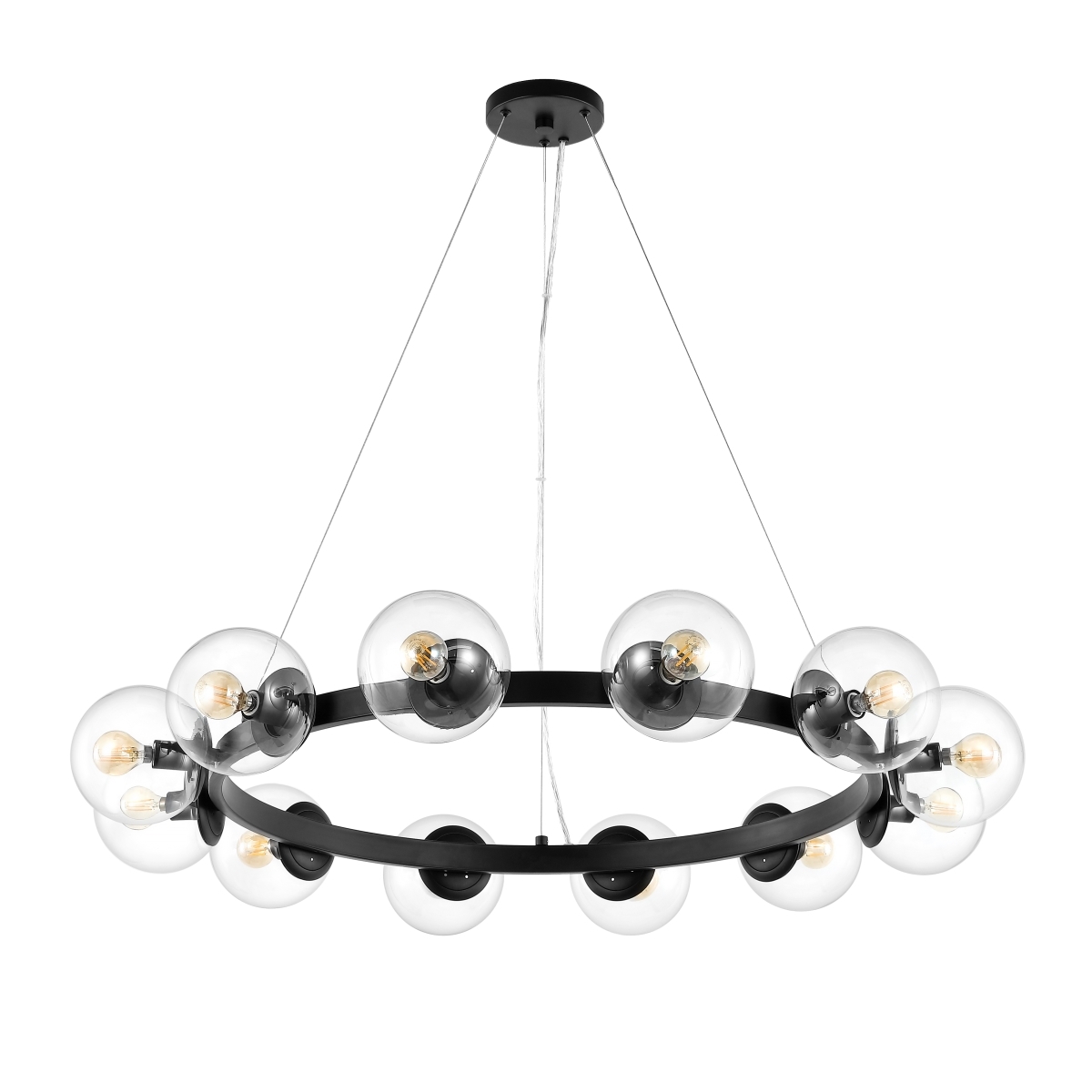 Rylian 12 Lt 38" Chandelier - Black - Safavieh - Image 0