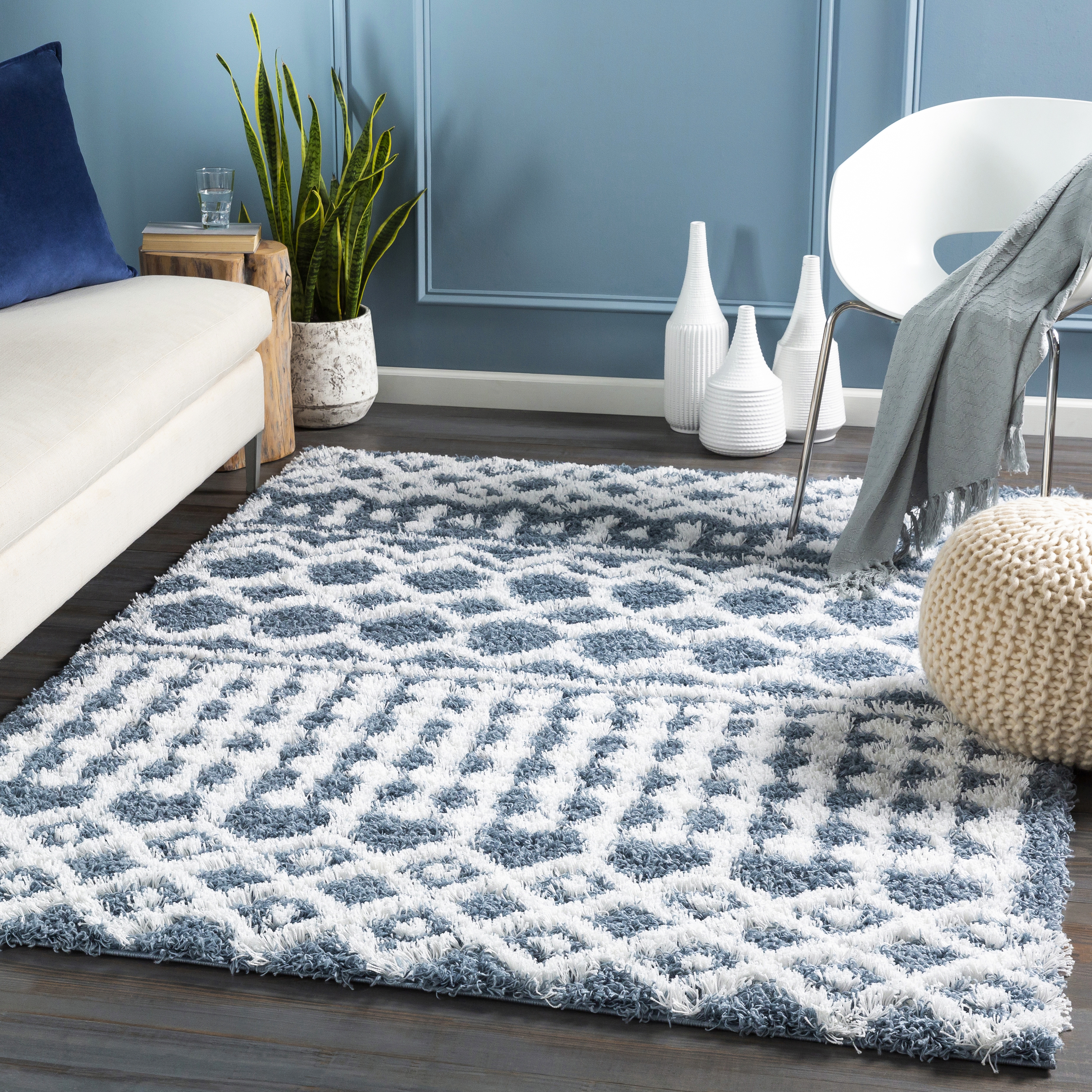Urban Shag Blue Indoor 2' x 2'11" Machine Woven Rug - Image 1