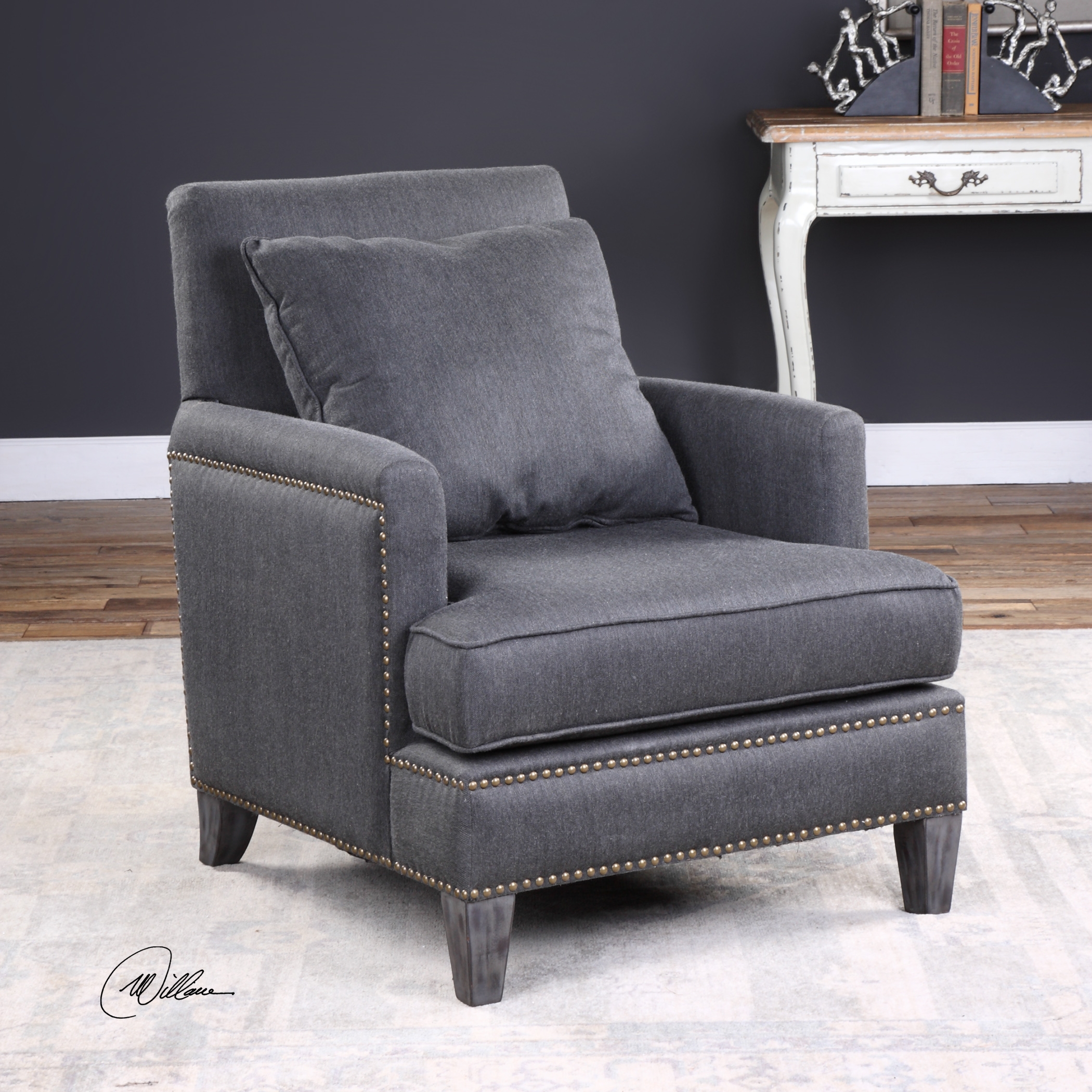 Connolly Charcoal Armchair - Image 1