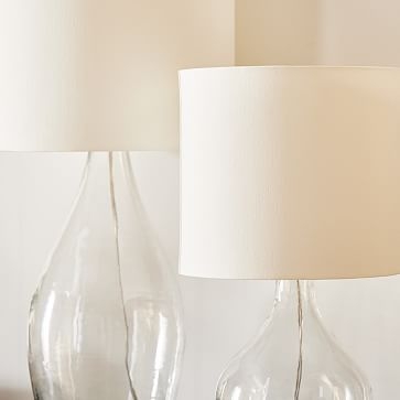 Recycled Glass Table Lamp Clear White Linen (21") - Image 3