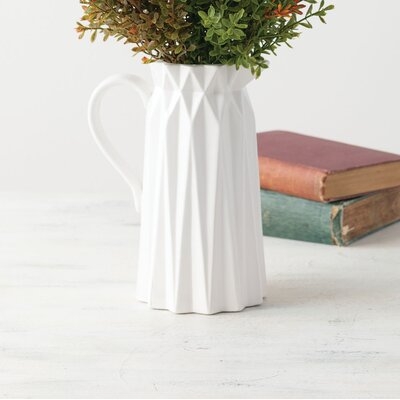 Siclen White 9'' Ceramic Table Vase - Image 0